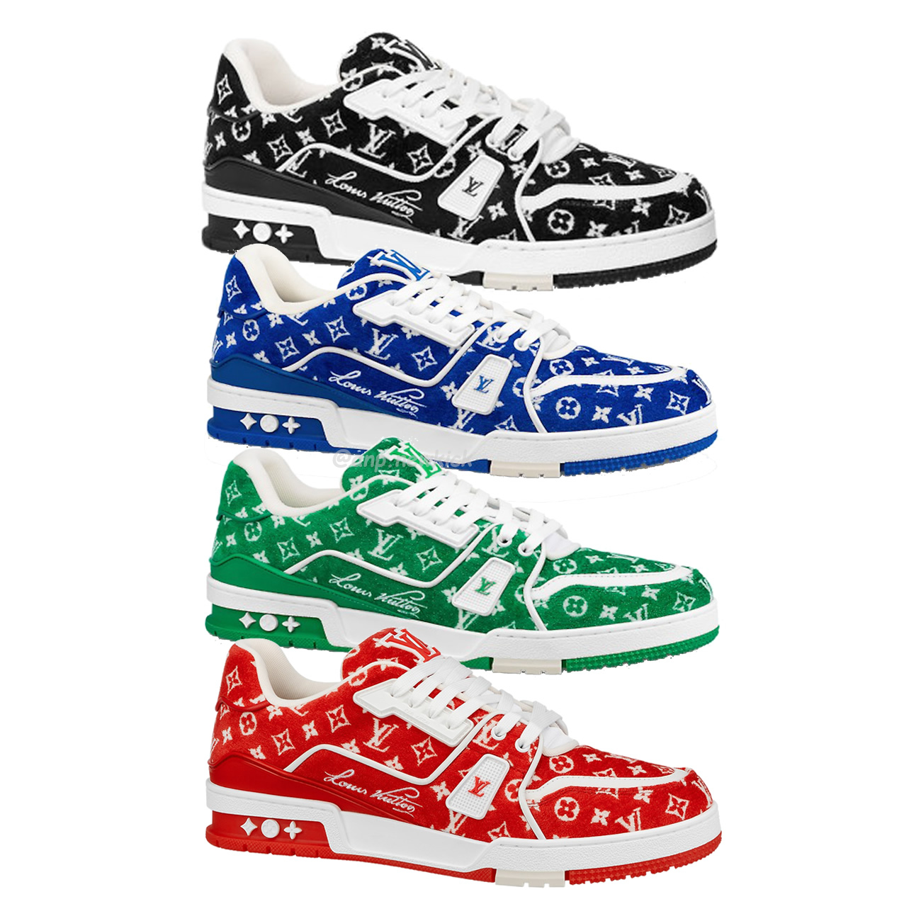 Louis Vuitton Trainer Blue Green Black Red Monogram Textile 1abfrq (1) - www.newkick.vip